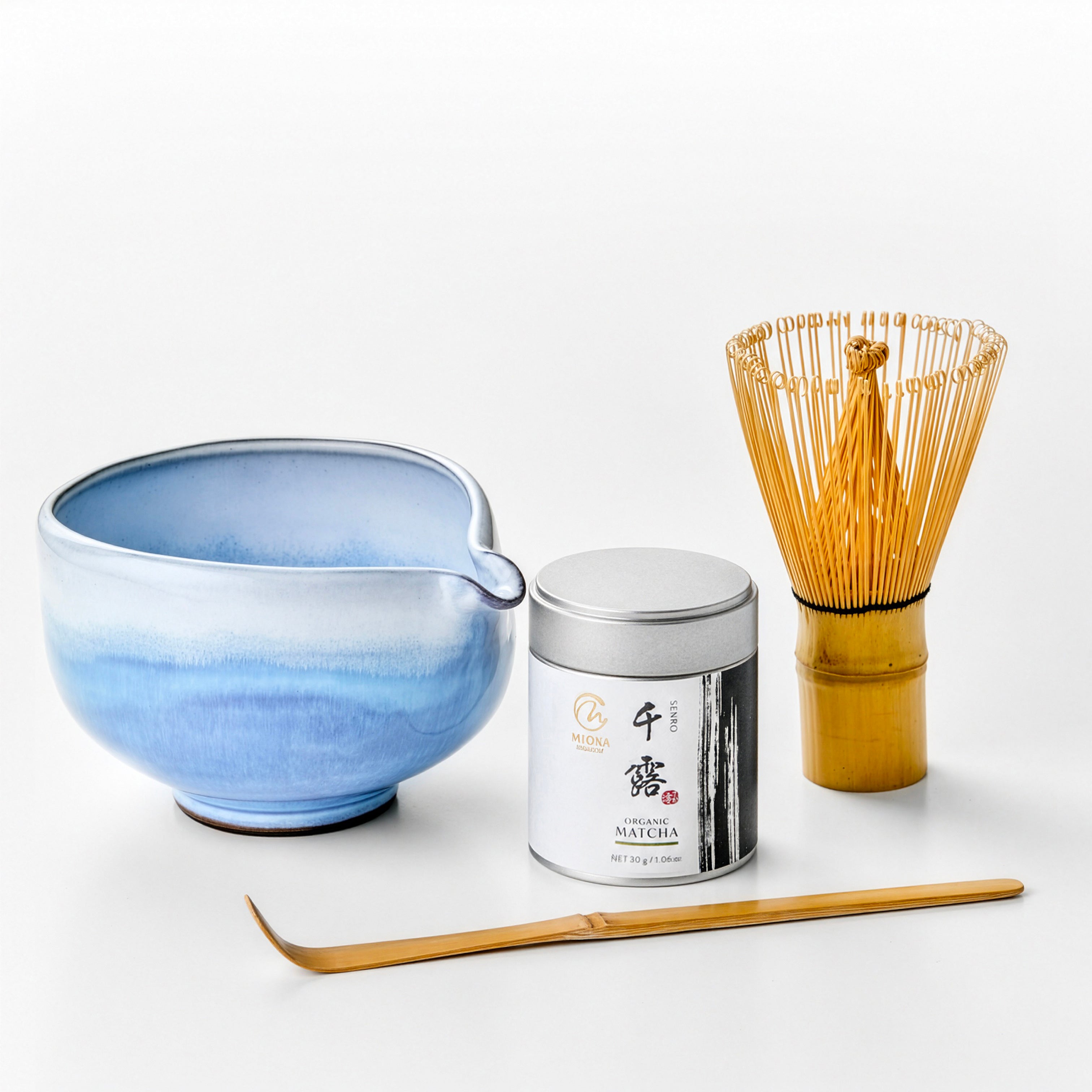抹茶(有機栽培)+抹茶椀(片口-長崎・波佐見焼) 4点セット