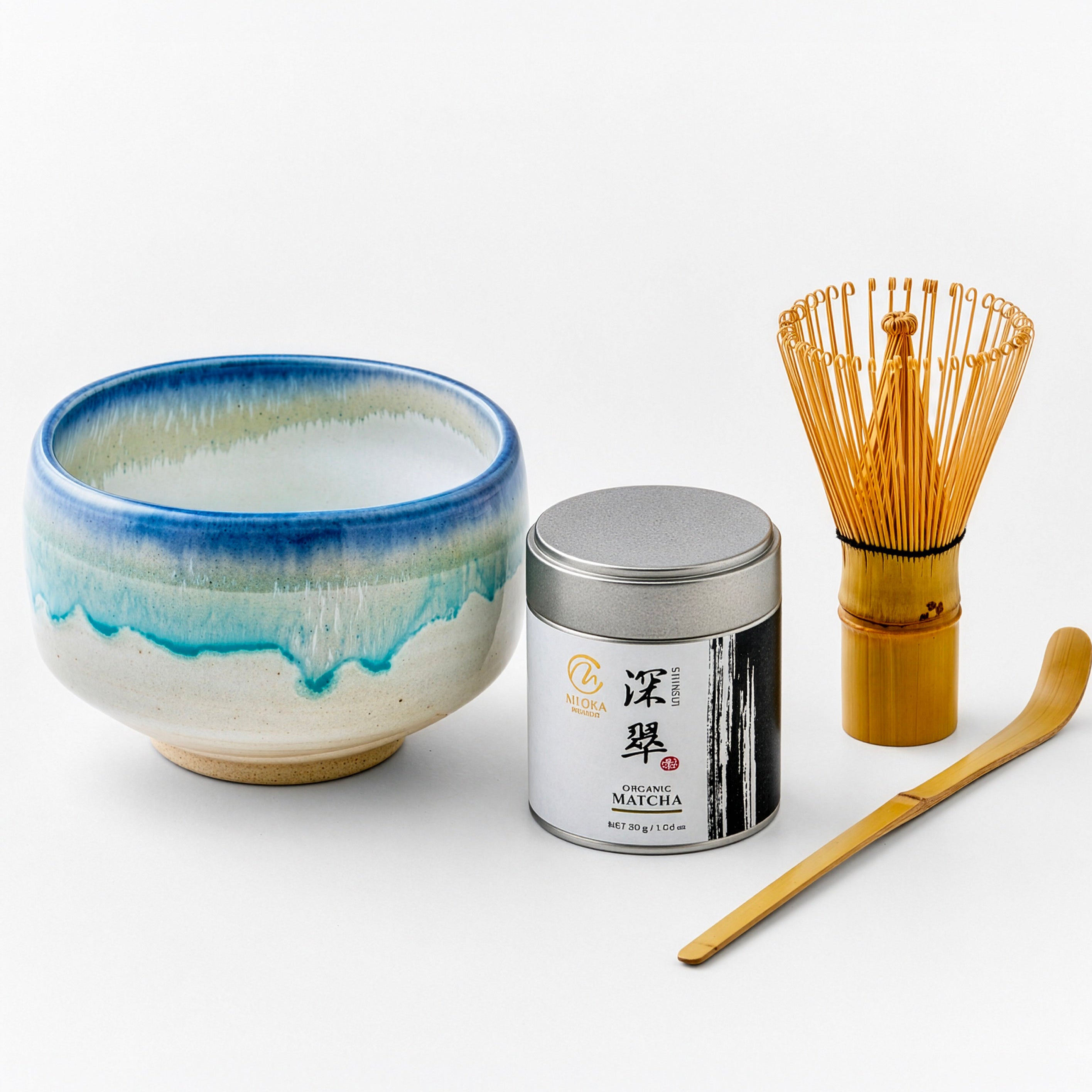 抹茶(有機栽培)+抹茶椀(岐阜・美濃焼) 4点セット