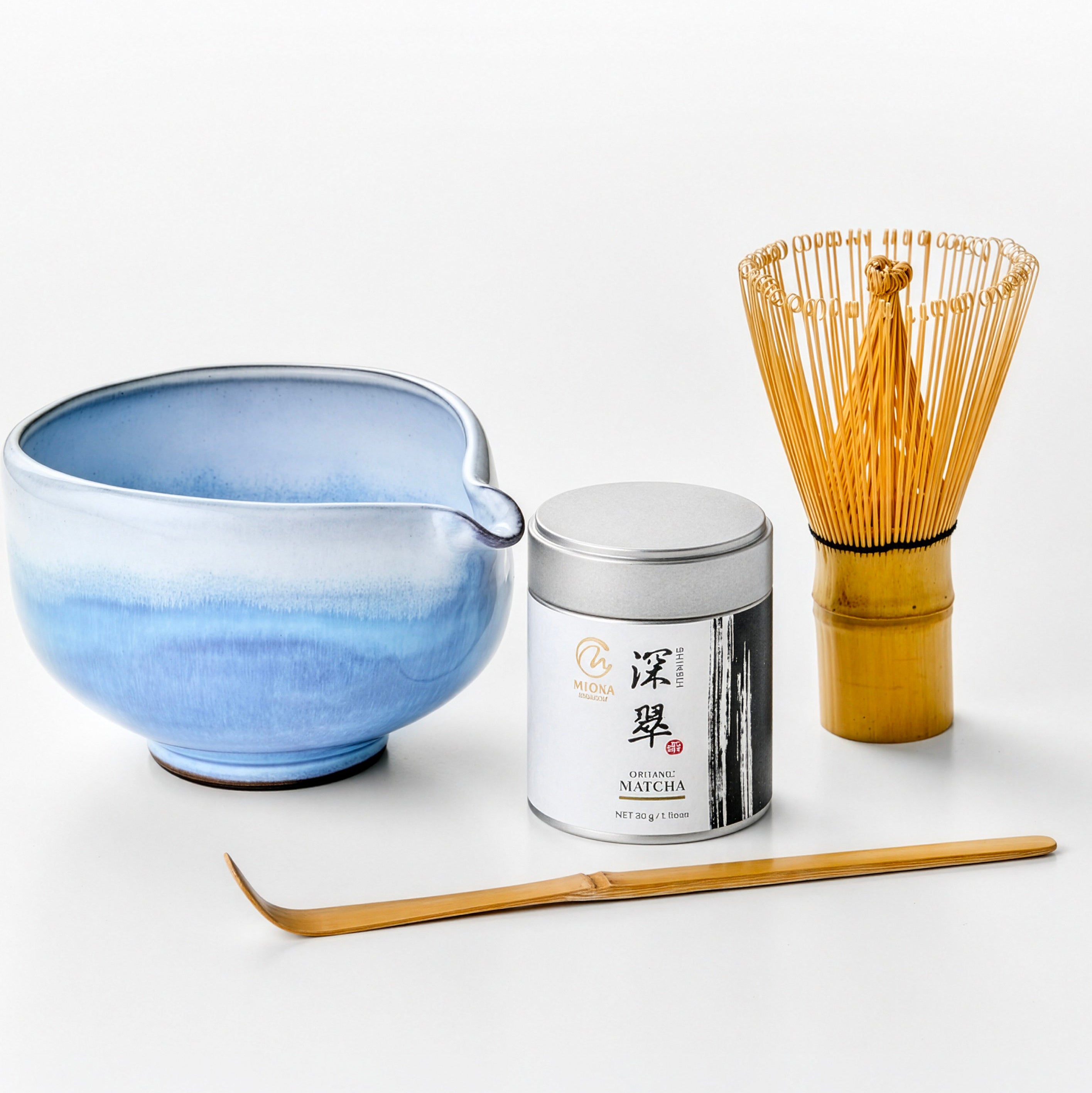 抹茶(有機栽培)+抹茶椀(片口-長崎・波佐見焼) 4点セット