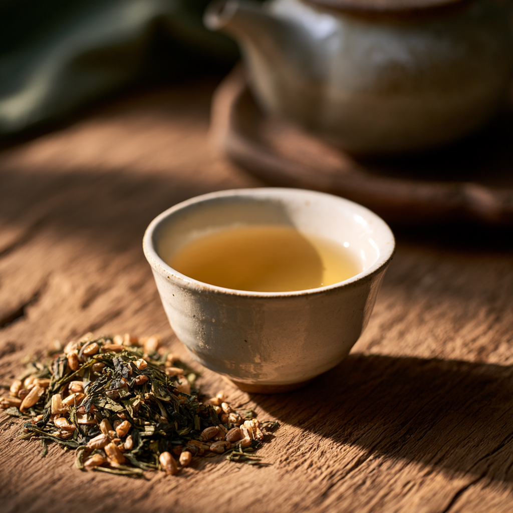 玄米茶の一杯と茶葉