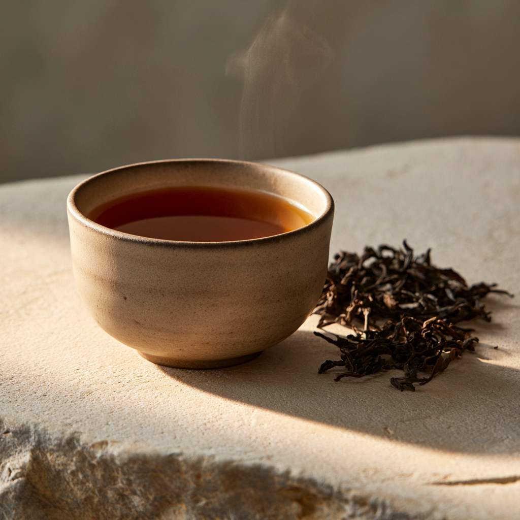 和紅茶の茶葉と一杯