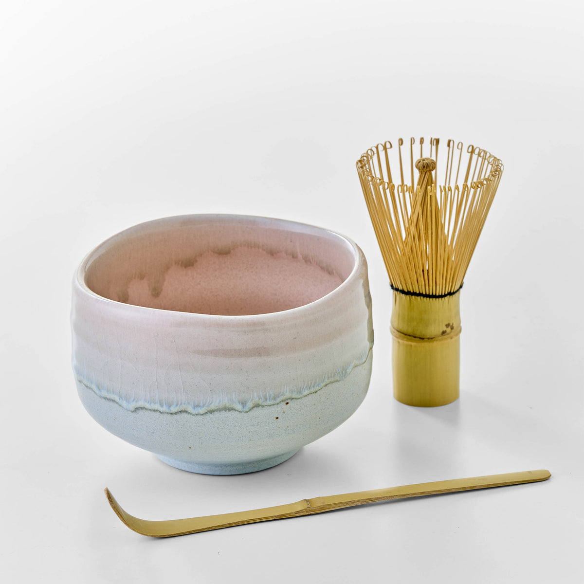 Organic Matcha + Matcha Bowl (Mino Ware, Gifu) — Set of 4